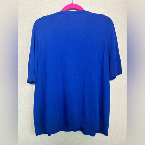 Talbots Royal Blue Classic Twinset Half Sleeve Cardigan and Shell Knit Tank M - Picture 9 of 10